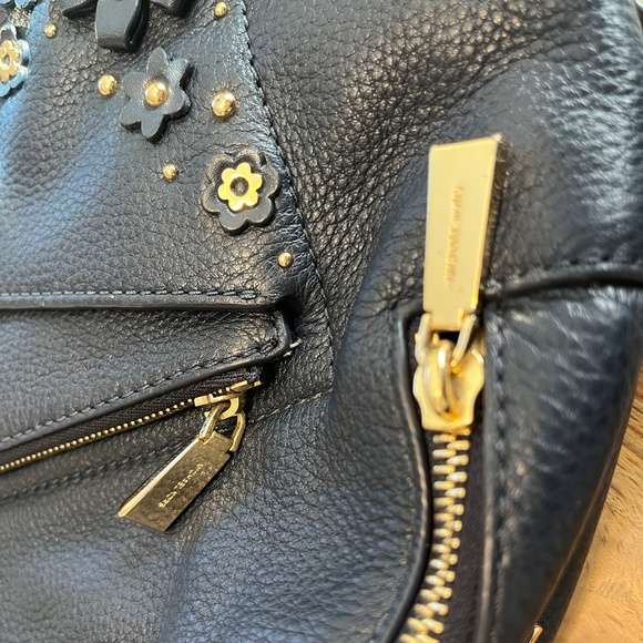 Authentic Michael Kors MK Blue Floral Studded Backpack Purse - Picture 17 of 17